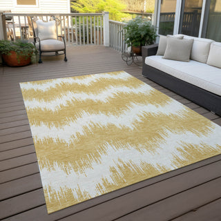 Piper Looms Chantille Chevron ACN880 Gold Machine Washable Area Rug Outdoor Lifestyle Image Feature
