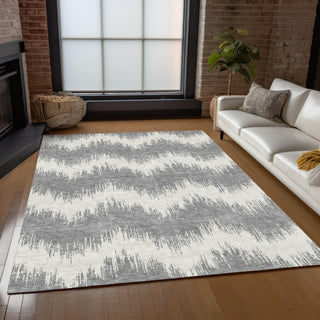 Piper Looms Chantille Chevron ACN880 Gray Machine Washable Area Rug Lifestyle Image Feature