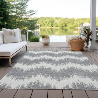 Piper Looms Chantille Chevron ACN880 Gray Machine Washable Area Rug Outdoor Lifestyle Image Feature