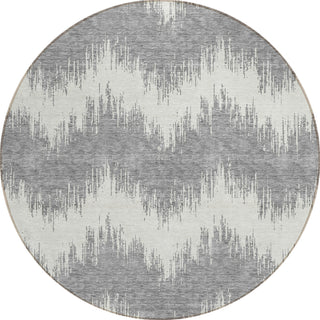 Piper Looms Chantille Chevron ACN880 Gray Machine Washable Area Rug Round Main Image