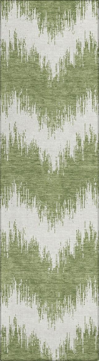 Piper Looms Chantille Chevron ACN880 Green Machine Washable Area Rug Runner Main Image