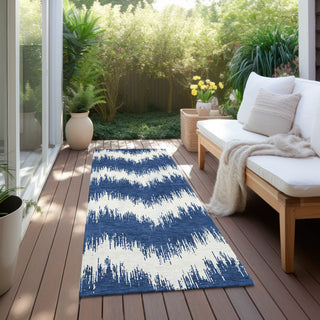 Piper Looms Chantille Chevron ACN880 Navy Machine Washable Area Rug Runner Outdoor Lifestyle Image Feature
