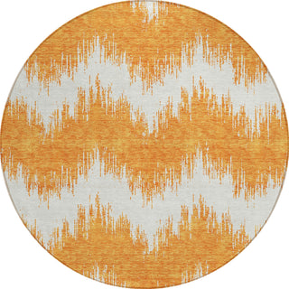 Piper Looms Chantille Chevron ACN880 Orange Machine Washable Area Rug Round Main Image