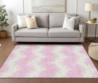 Piper Looms Chantille Chevron ACN880 Pink Machine Washable Area Rug Lifestyle Image Feature