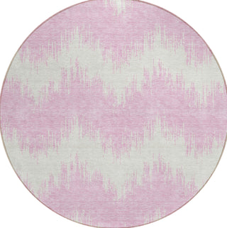 Piper Looms Chantille Chevron ACN880 Pink Machine Washable Area Rug Round Main Image