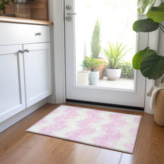 Piper Looms Chantille Chevron ACN880 Pink Machine Washable Area Rug Scatter Lifestyle Image Feature