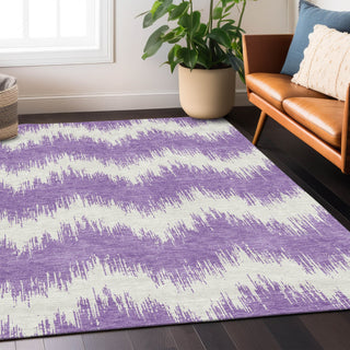 Piper Looms Chantille Chevron ACN880 Purple Machine Washable Area Rug Lifestyle Image Feature