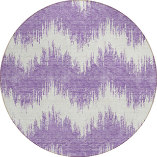 Piper Looms Chantille Chevron ACN880 Purple Machine Washable Area Rug Round Main Image