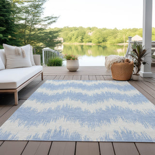 Piper Looms Chantille Chevron ACN880 Sky Machine Washable Area Rug Outdoor Lifestyle Image Feature