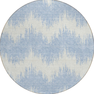 Piper Looms Chantille Chevron ACN880 Sky Machine Washable Area Rug Round Main Image