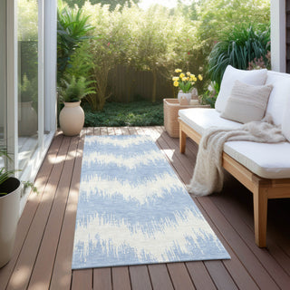 Piper Looms Chantille Chevron ACN880 Sky Machine Washable Area Rug Runner Outdoor Lifestyle Image Feature