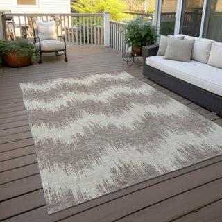 Piper Looms Chantille Chevron ACN880 Taupe Machine Washable Area Rug Outdoor Lifestyle Image Feature