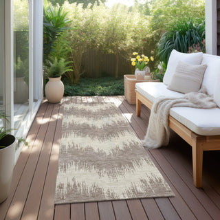 Piper Looms Chantille Chevron ACN880 Taupe Machine Washable Area Rug Runner Outdoor Lifestyle Image Feature