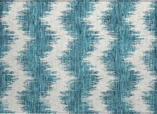 Piper Looms Chantille Chevron ACN880 Teal Machine Washable Area Rug Scatter Main Image