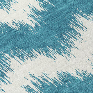 Piper Looms Chantille Chevron ACN880 Teal Machine Washable Area Rug Swatch Image