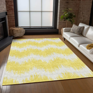 Piper Looms Chantille Chevron ACN880 Yellow Machine Washable Area Rug Lifestyle Image Feature
