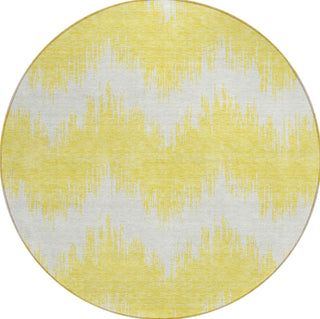 Piper Looms Chantille Chevron ACN880 Yellow Machine Washable Area Rug Round Main Image