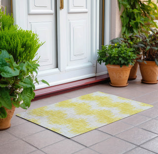 Piper Looms Chantille Chevron ACN880 Yellow Machine Washable Area Rug Scatter Outdoor Lifestyle Image Feature