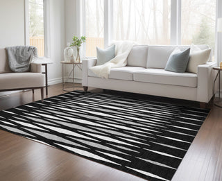 Piper Looms Chantille Diamonds ACN881 Black Machine Washable Area Rug Lifestyle Image Feature