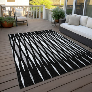 Piper Looms Chantille Diamonds ACN881 Black Machine Washable Area Rug Outdoor Lifestyle Image Feature