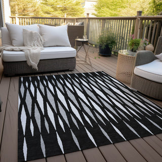 Piper Looms Chantille Diamonds ACN881 Black Machine Washable Area Rug Outdoor Lifestyle Image Feature