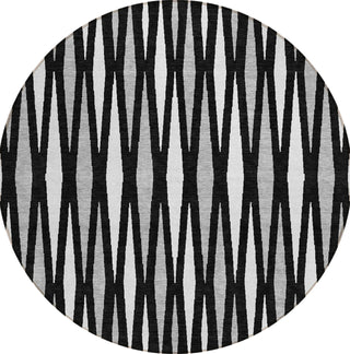 Piper Looms Chantille Diamonds ACN881 Black Machine Washable Area Rug Round Main Image