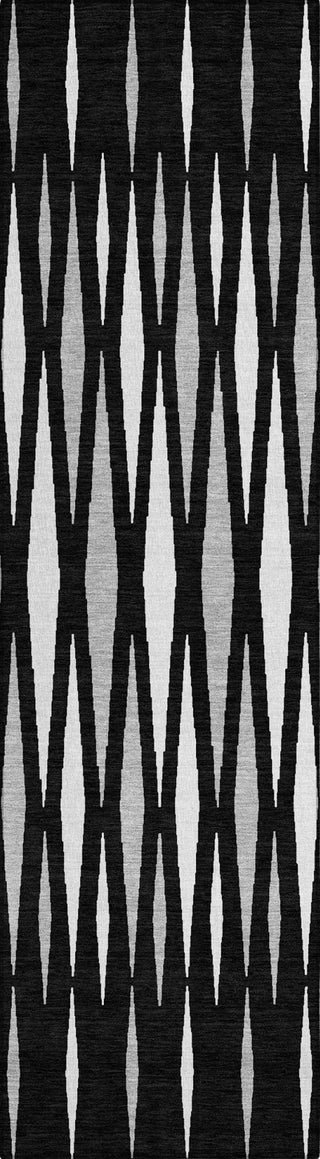 Piper Looms Chantille Diamonds ACN881 Black Machine Washable Area Rug Runner Main Image