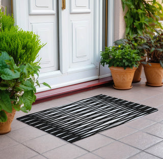 Piper Looms Chantille Diamonds ACN881 Black Machine Washable Area Rug Scatter Outdoor Lifestyle Image Feature