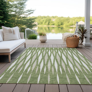 Piper Looms Chantille Diamonds ACN881 Green Machine Washable Area Rug Outdoor Lifestyle Image Feature