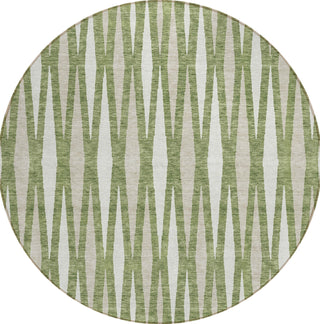 Piper Looms Chantille Diamonds ACN881 Green Machine Washable Area Rug Round Main Image