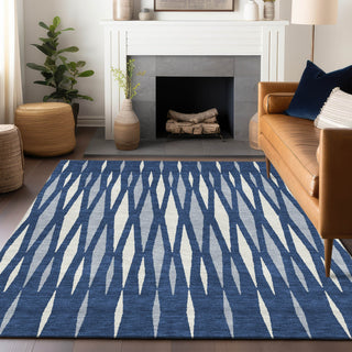 Piper Looms Chantille Diamonds ACN881 Navy Machine Washable Area Rug Lifestyle Image Feature