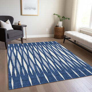 Piper Looms Chantille Diamonds ACN881 Navy Machine Washable Area Rug Lifestyle Image Feature