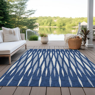 Piper Looms Chantille Diamonds ACN881 Navy Machine Washable Area Rug Outdoor Lifestyle Image Feature