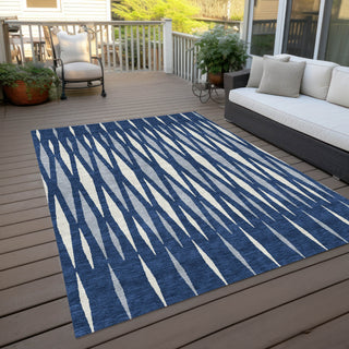 Piper Looms Chantille Diamonds ACN881 Navy Machine Washable Area Rug Outdoor Lifestyle Image Feature