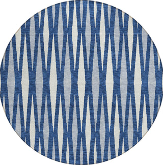 Piper Looms Chantille Diamonds ACN881 Navy Machine Washable Area Rug Round Main Image