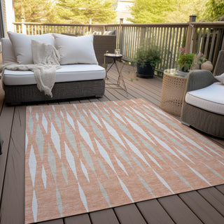 Piper Looms Chantille Diamonds ACN881 Salmon Machine Washable Area Rug Outdoor Lifestyle Image Feature