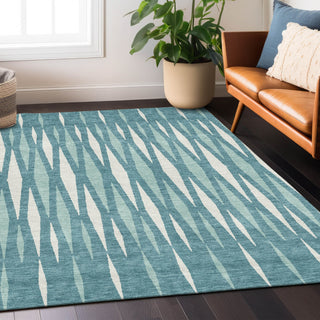 Piper Looms Chantille Diamonds ACN881 Teal Machine Washable Area Rug Lifestyle Image Feature