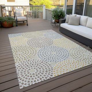 Piper Looms Chantille Circles ACN882 Beige Machine Washable Area Rug Outdoor Lifestyle Image Feature