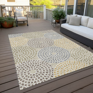 Piper Looms Chantille Circles ACN882 Beige Machine Washable Area Rug Outdoor Lifestyle Image Feature