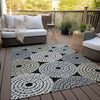 Piper Looms Chantille Circles ACN882 Black Machine Washable Area Rug Outdoor Lifestyle Image Feature
