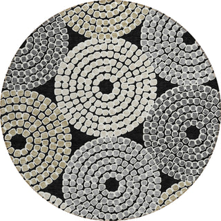 Piper Looms Chantille Circles ACN882 Black Machine Washable Area Rug Round Main Image