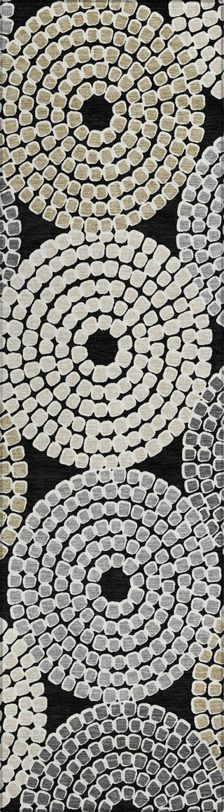 Piper Looms Chantille Circles ACN882 Black Machine Washable Area Rug Runner Main Image