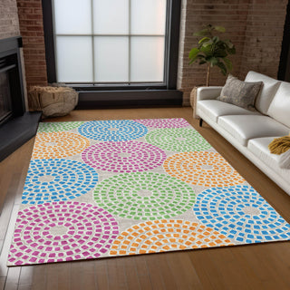 Piper Looms Chantille Circles ACN882 Cream Machine Washable Area Rug Lifestyle Image Feature