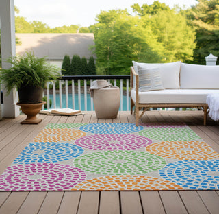 Piper Looms Chantille Circles ACN882 Cream Machine Washable Area Rug Outdoor Lifestyle Image Feature
