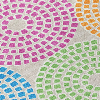 Piper Looms Chantille Circles ACN882 Cream Machine Washable Area Rug Swatch Image