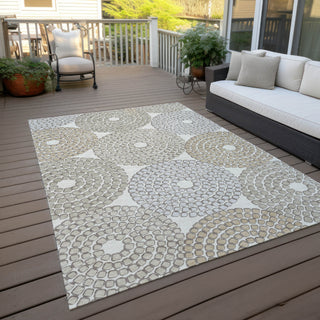 Piper Looms Chantille Circles ACN882 Ivory Machine Washable Area Rug Outdoor Lifestyle Image Feature