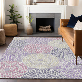 Piper Looms Chantille Circles ACN882 Lavender Machine Washable Area Rug Lifestyle Image Feature