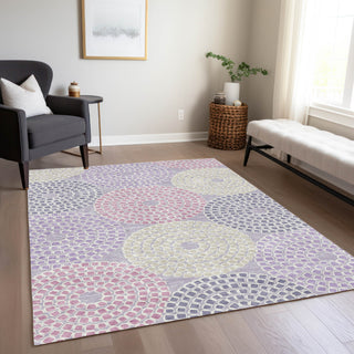 Piper Looms Chantille Circles ACN882 Lavender Machine Washable Area Rug Lifestyle Image Feature