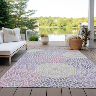 Piper Looms Chantille Circles ACN882 Lavender Machine Washable Area Rug Outdoor Lifestyle Image Feature