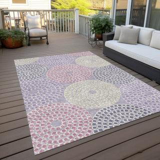 Piper Looms Chantille Circles ACN882 Lavender Machine Washable Area Rug Outdoor Lifestyle Image Feature